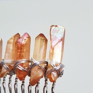 Titanium Aura Quartz Crystal Boho Bridal